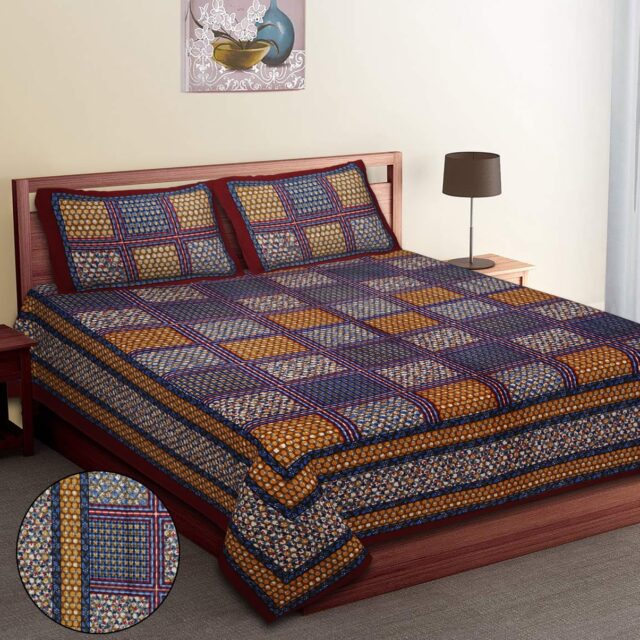 Jaipuri Double Bedsheet Discharge Print