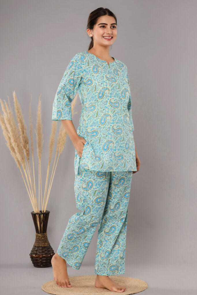 Mint Green Block Print Night Suit Set in Solapur at best price by The Mohar  - Justdial