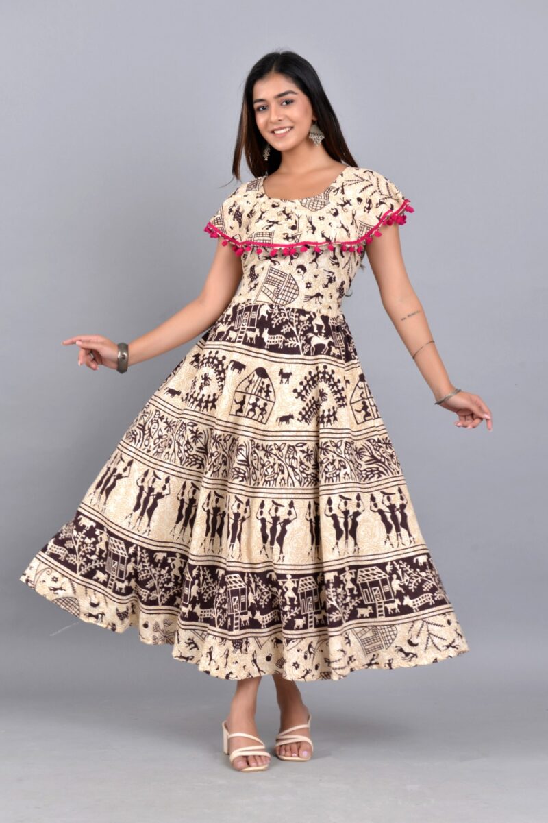 Maroon Cotton Jaipuri Skirt