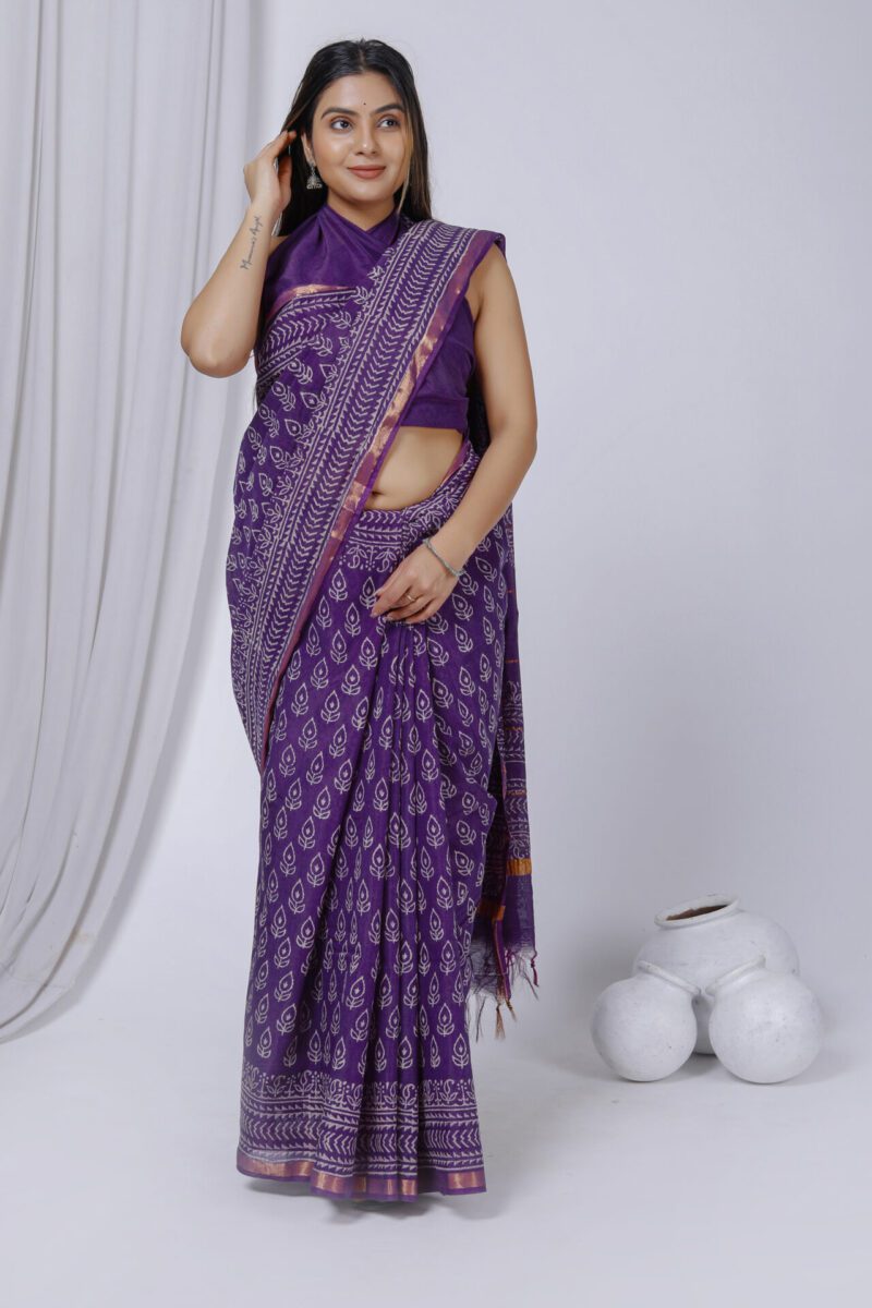 Purple Chanderi Silk Saree