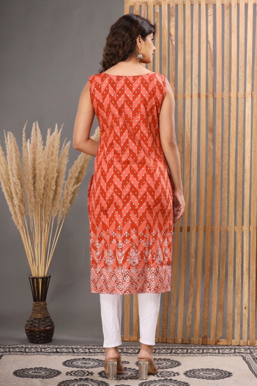 Buy Orange Cotton Casual Wear Embroidery Work Kurti Online From Wholesale  Salwar.