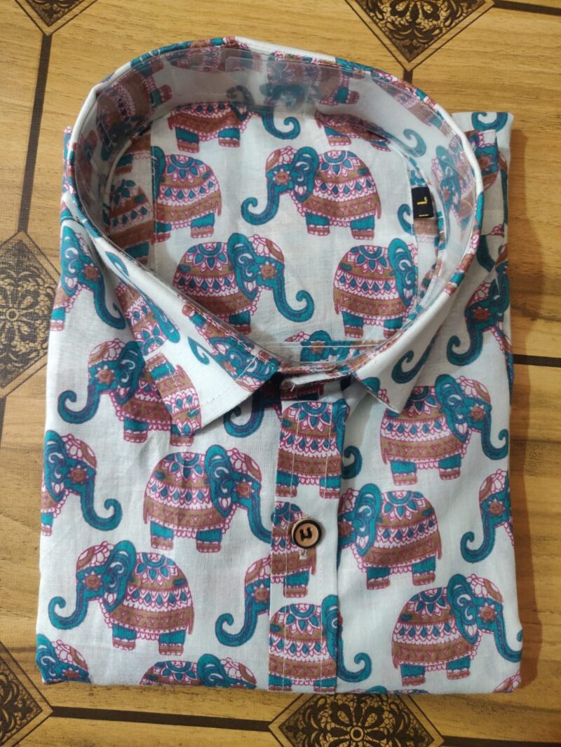 Sanganeri Elephant Print Shirt