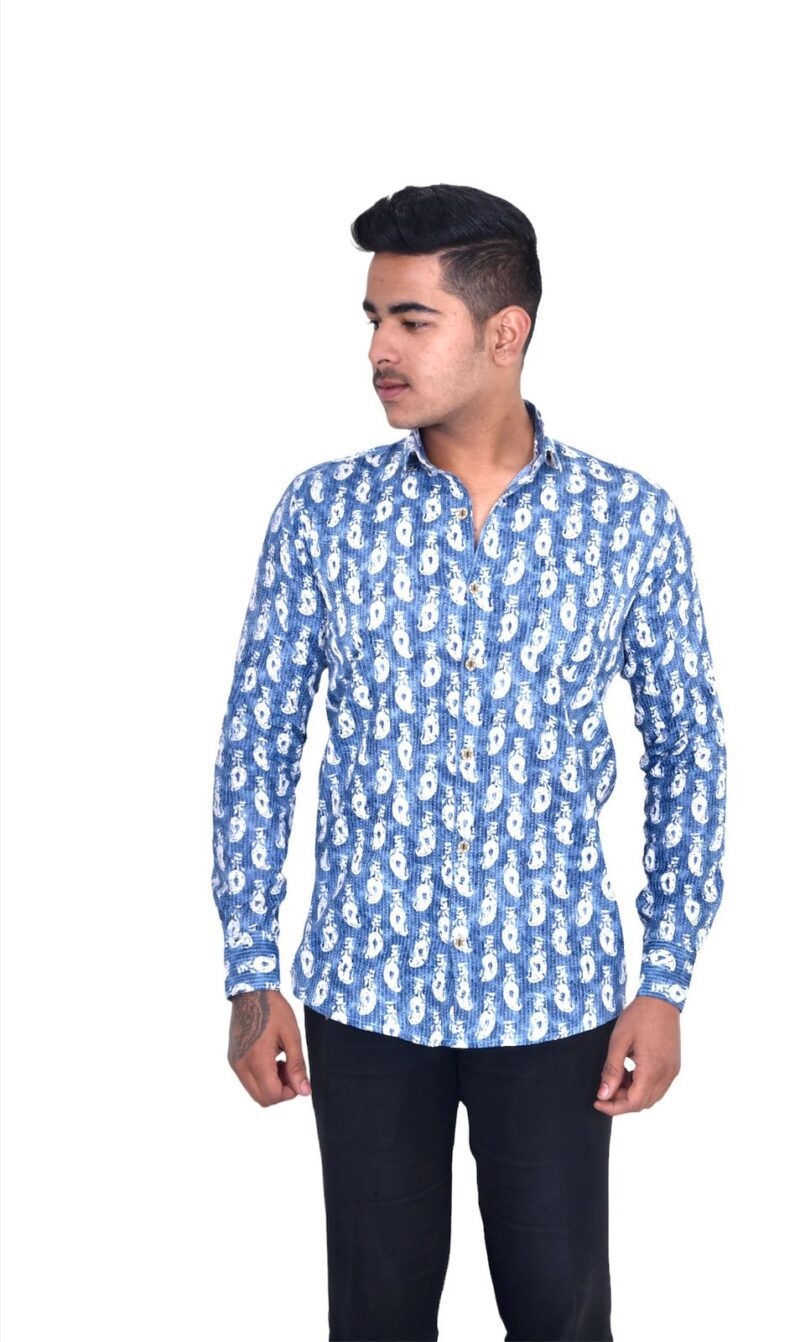 Blue Sanganeri Print Shirt