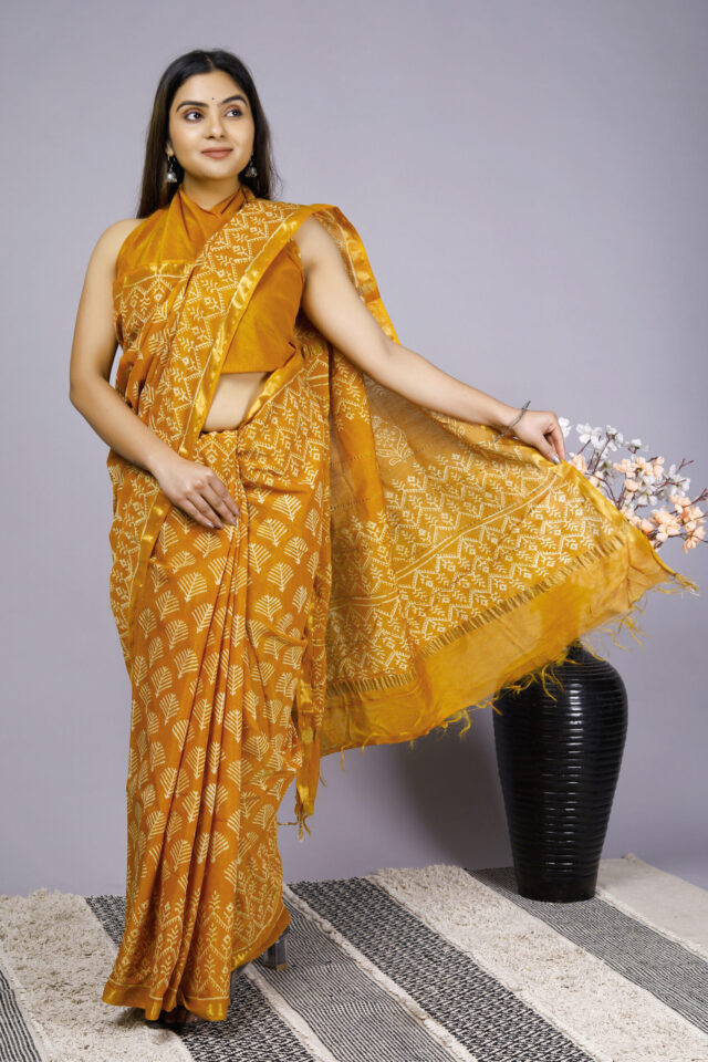 Yellow Chanderi Silk Saree