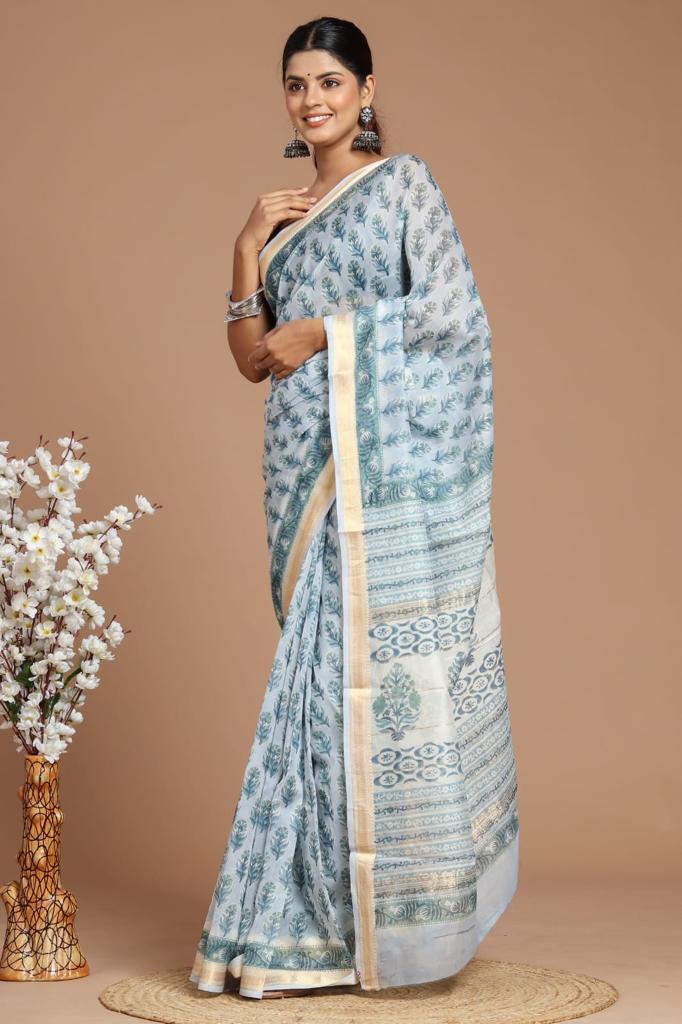 Blue Maheshwari Silk Saree